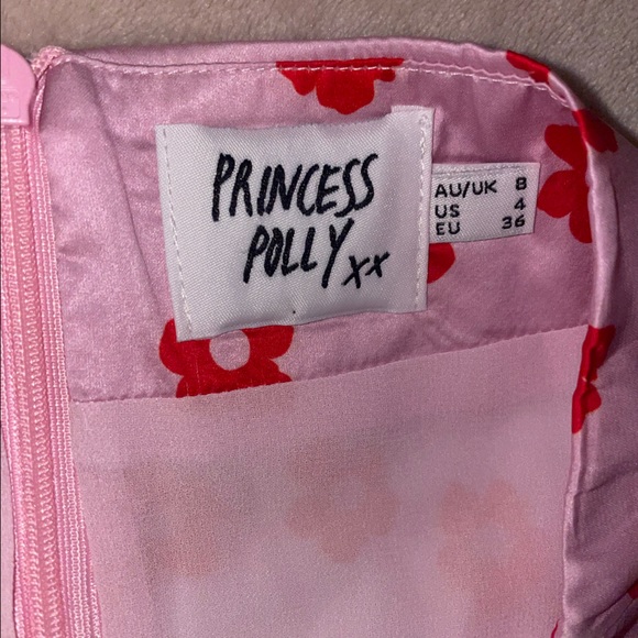 PRINCESS POLLY pink and red flower mini skirt size 4 - Picture 2 of 2